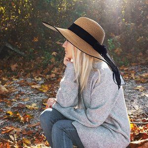 Hats Summer Women Floppy Wide Brim Big Bowknot